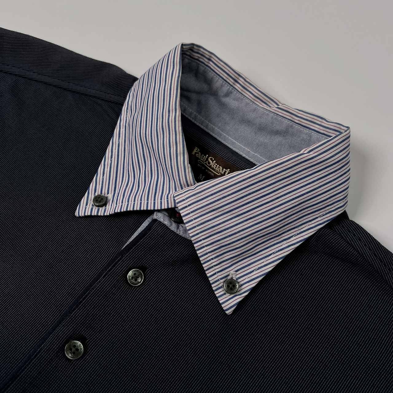 Paul Stuart ポールスチュアート 襟切り替え BD 半袖 ポロシャツ サイズ M /メンズ/ネイビー