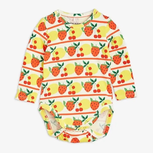 【mini rodini】【23AW】【2374010200】FRUITS LONG SLEEVE BODYSUIT