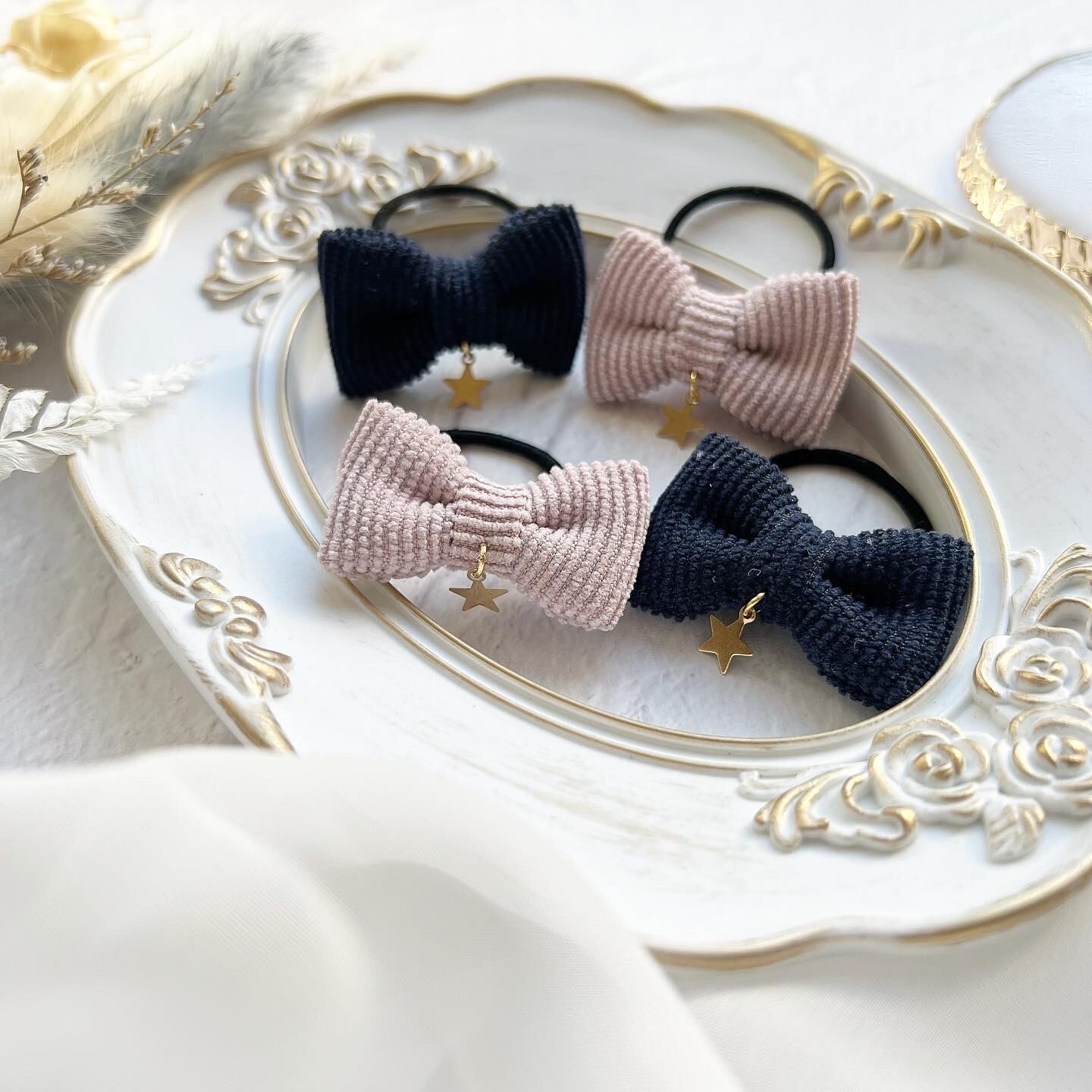 確認ヘアゴム ヘアリボン ツイン611小花桜春