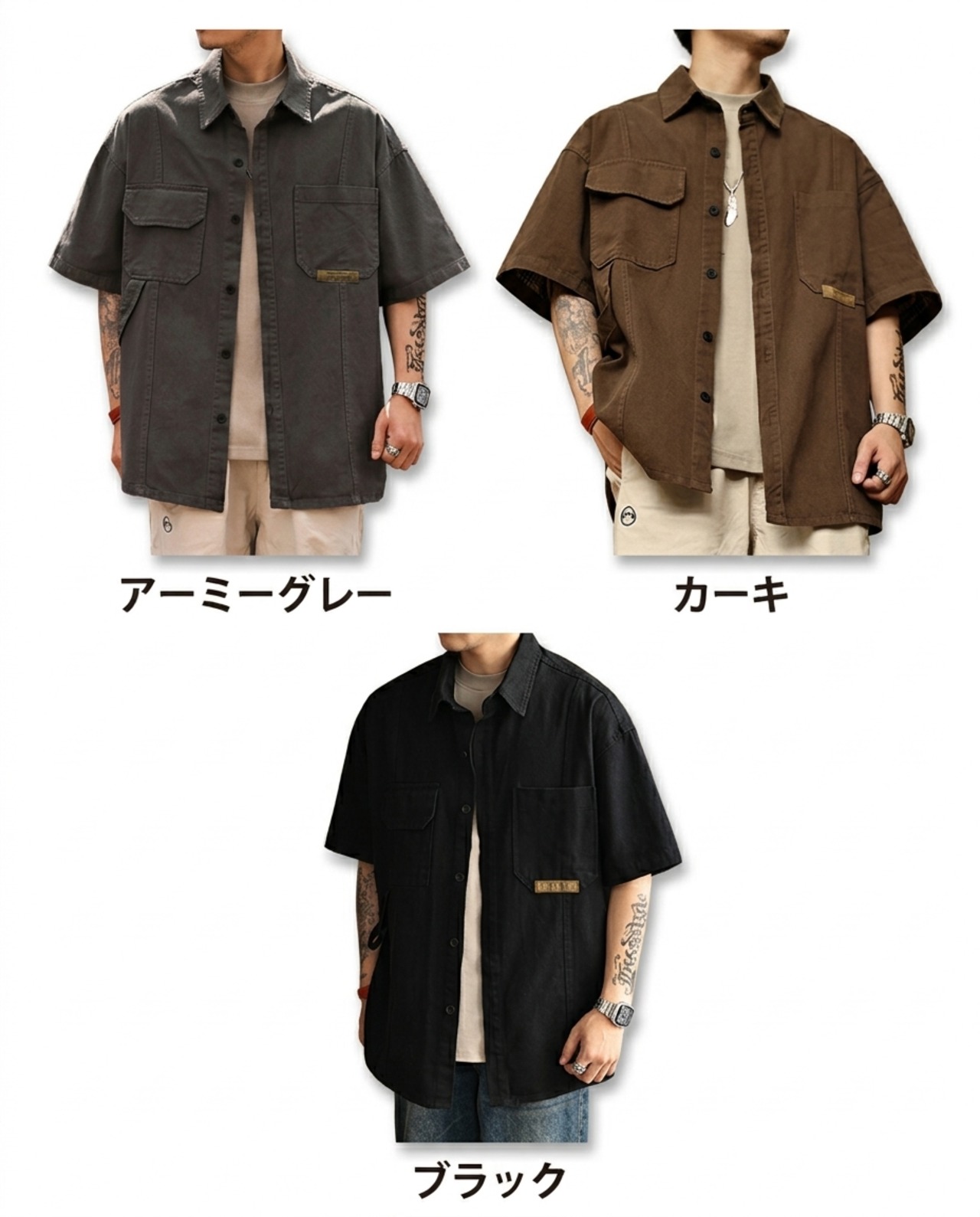 Retro Multi-Pocket Short-Sleeve Shirt  K0304
