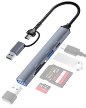 USB 3.0 ハブ MicroSD/SDカードリーダー Type-C & Type-A対応、TF/マイクロSDカードリーダー、USB-C データ転送、Type-C OTG対応、SDHC/SDXC/MMC/Micro SD/TF対応、Android スマホ タブレット/iPhone 15 16シリーズ/iPad Pro/MacBook Pro/Air/Windows PC対応