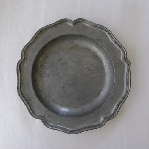 Pewter/Etain 花リムプレート 24cm エタン / ピューター フランスアンティーク