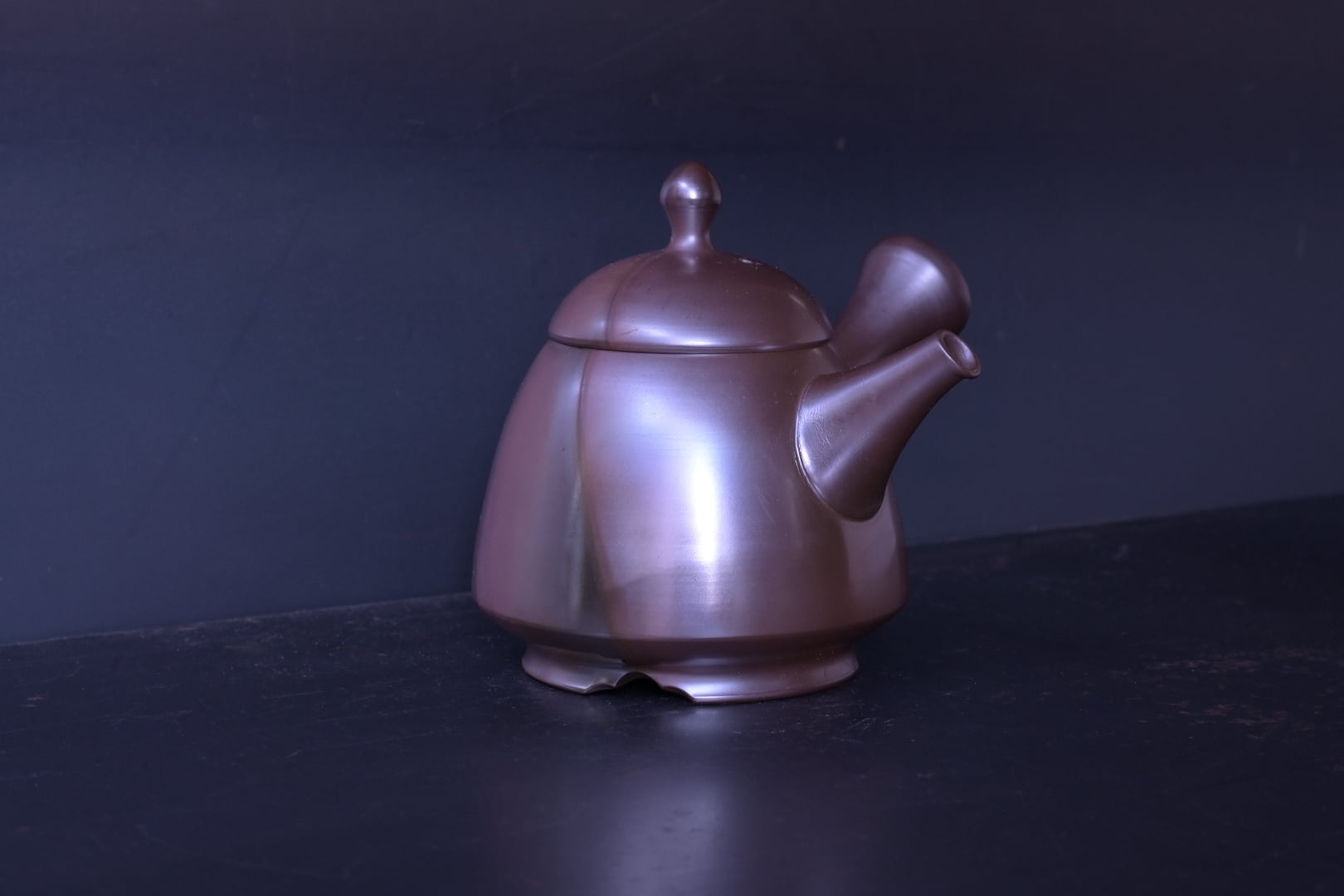 吉川雪堂 朱泥急須 窯変