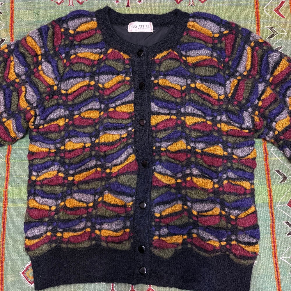 80～90s GAY ATTIRE カラフルニット 立体編み アートデザイン 3D