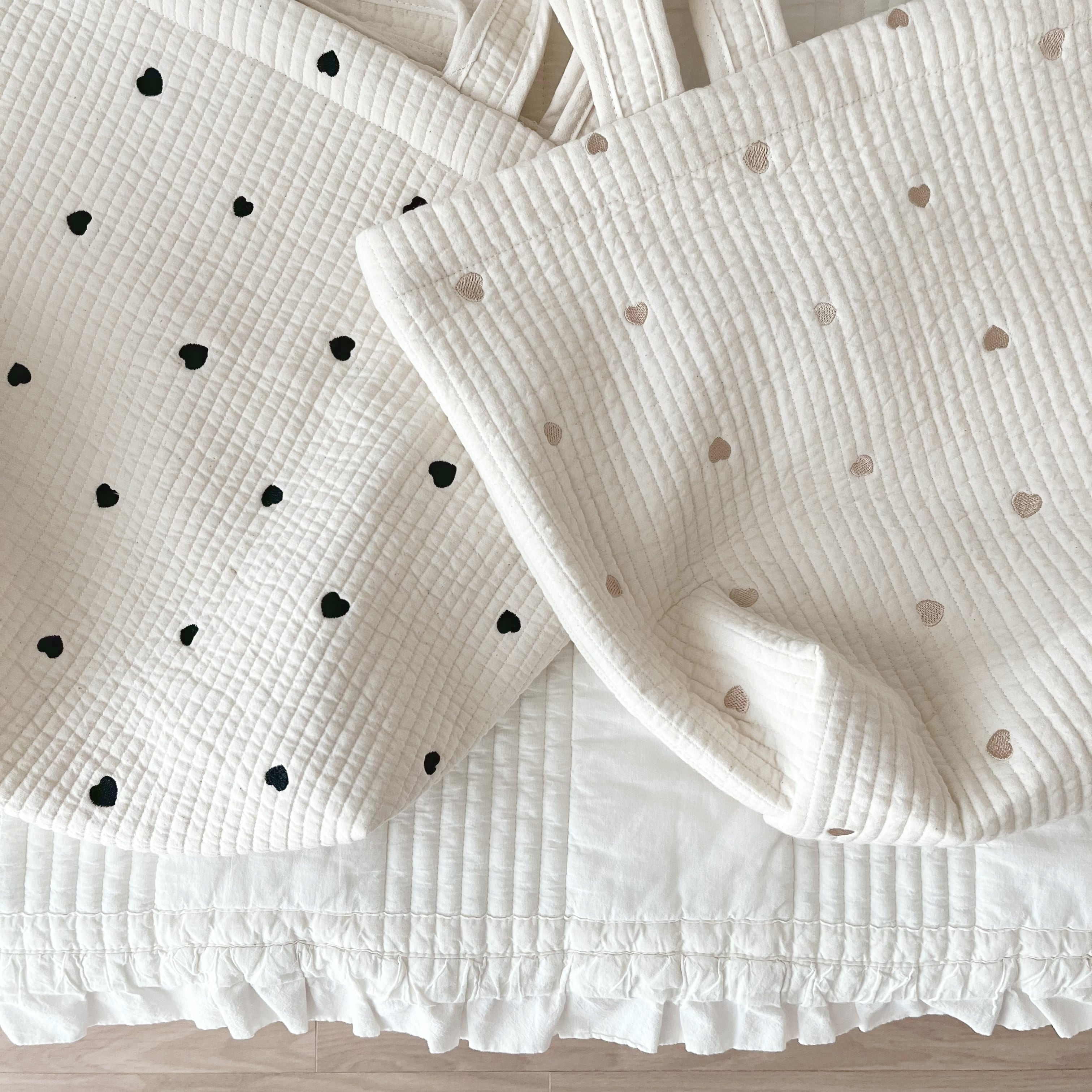 ハート刺繍キルティングトートバッグ | イブル&Baby Fabric LilyBlanc