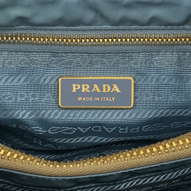 PRADA プラダ トートバッグ ベージュ ブルー トライアングルロゴ キャンバス マルチポケット vintage ヴィンテージ オールド fkki3a