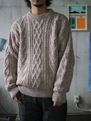British Wool Cable Knit Sweater, 1980s (England)