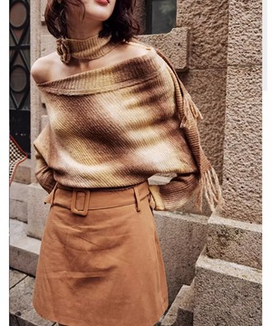 グラデーション◆オフショルダーニット【t-10787】