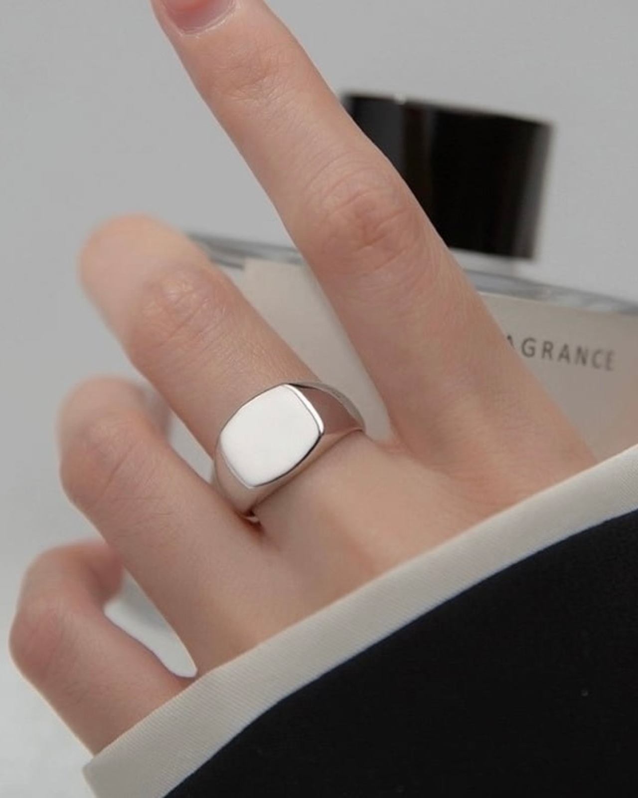 S925 rounded square ring (R13)