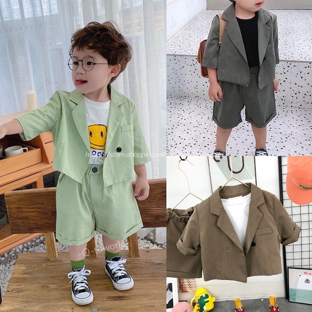【90㎝-130㎝】セットアップ　スーツ　2点セット　ジャケット+パンツ　韓国版　可愛い　キッズ　子供服　韓国風　男の子