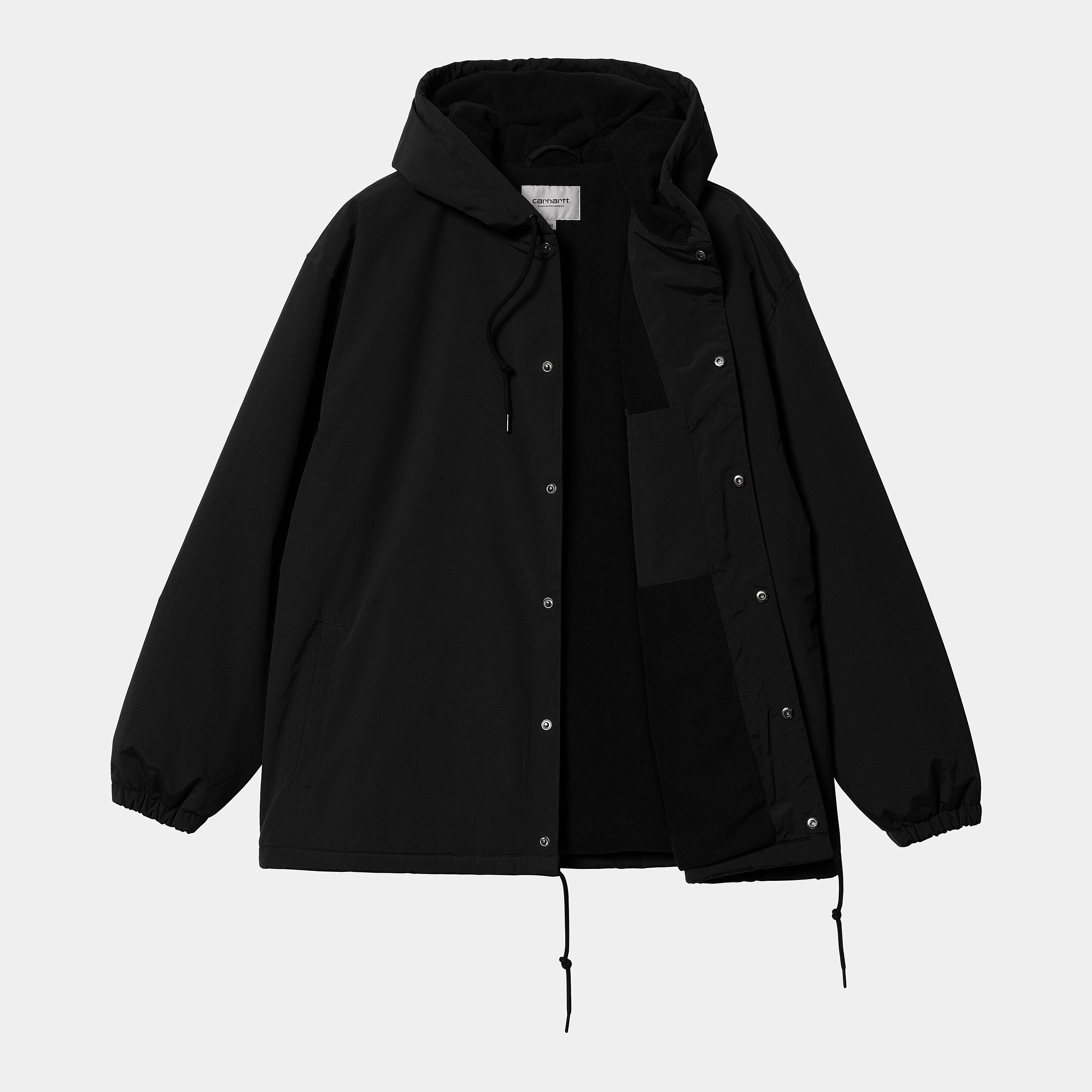 CARHARTT HOODED COACH JACKET BLACK/WHITE | Room