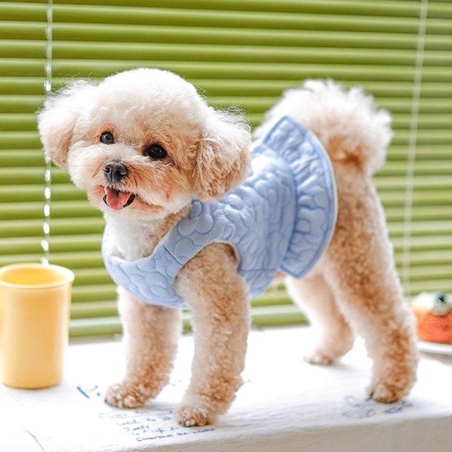 フラワーステッチキルティングのチュニック風ベスト　犬服　00967