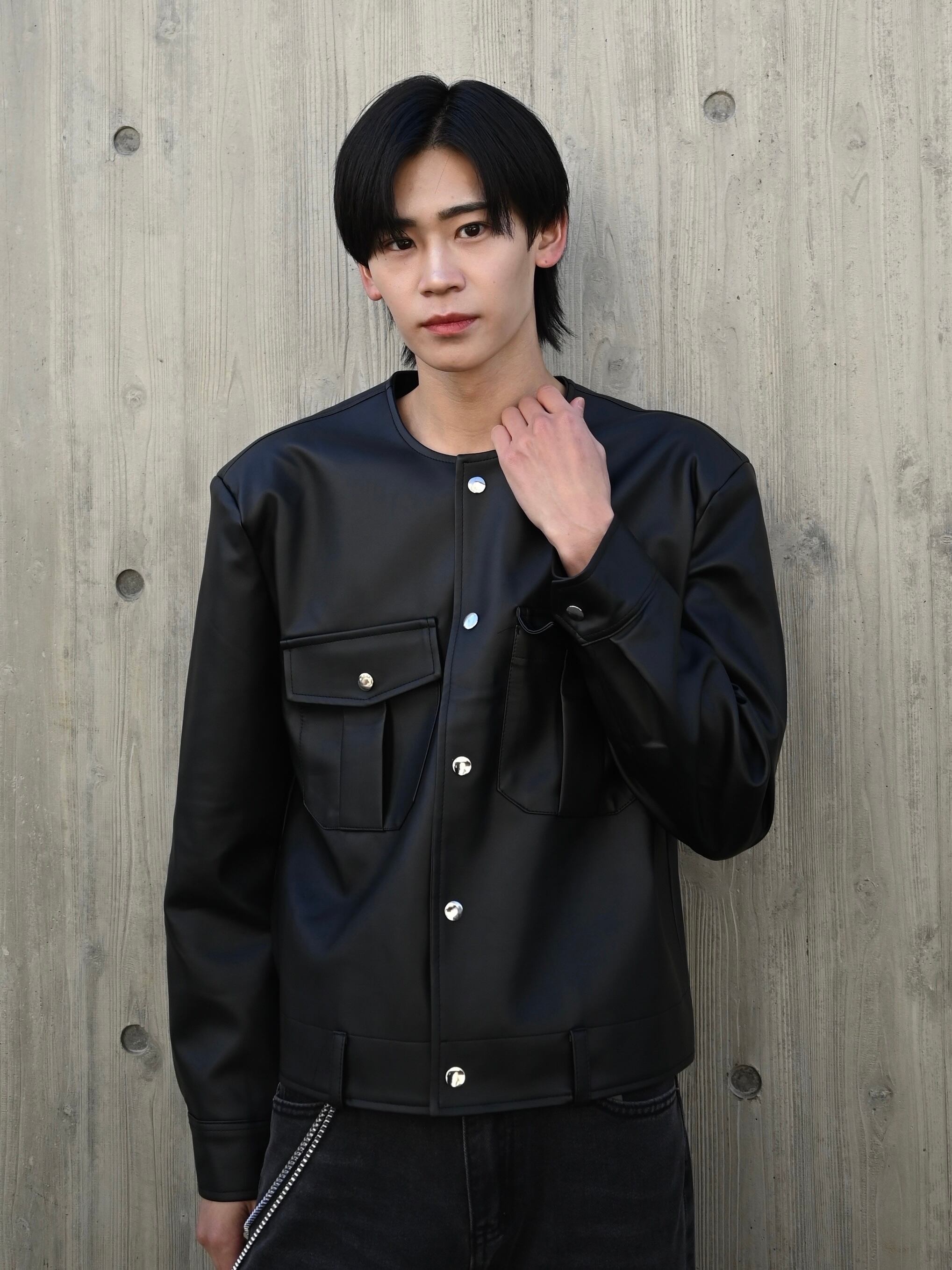 ALUDE SELECT】no color leather short jacket | 【ALUDE】韓国メンズ 