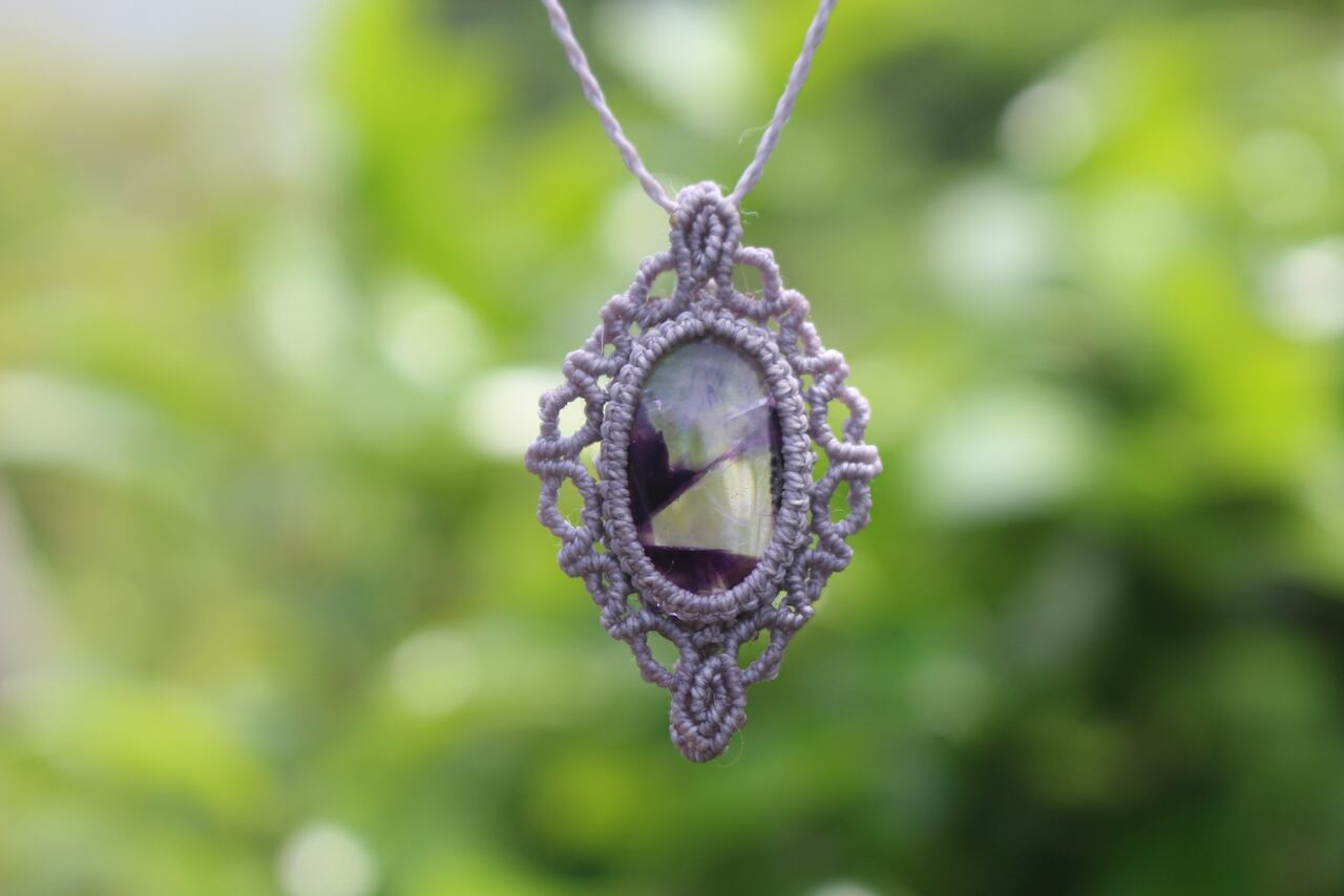 Trapiche amethyst micro macrame design pendant