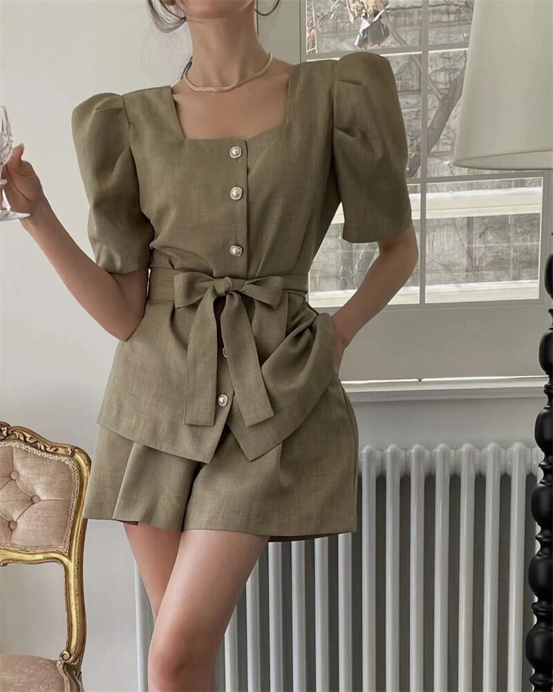 おしゃれ chic トップス+パンツ セットアップ