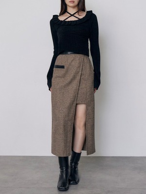 Frill Lace Knit Top / BLACK