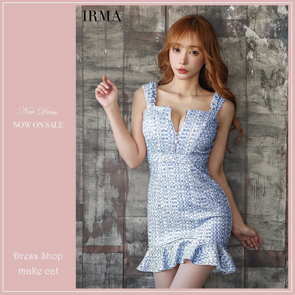 【IRMA JEAN MACLEAN】【即納】【当店特別価格】【税込】フリル/柄織ニット/フレア/OP【35904】