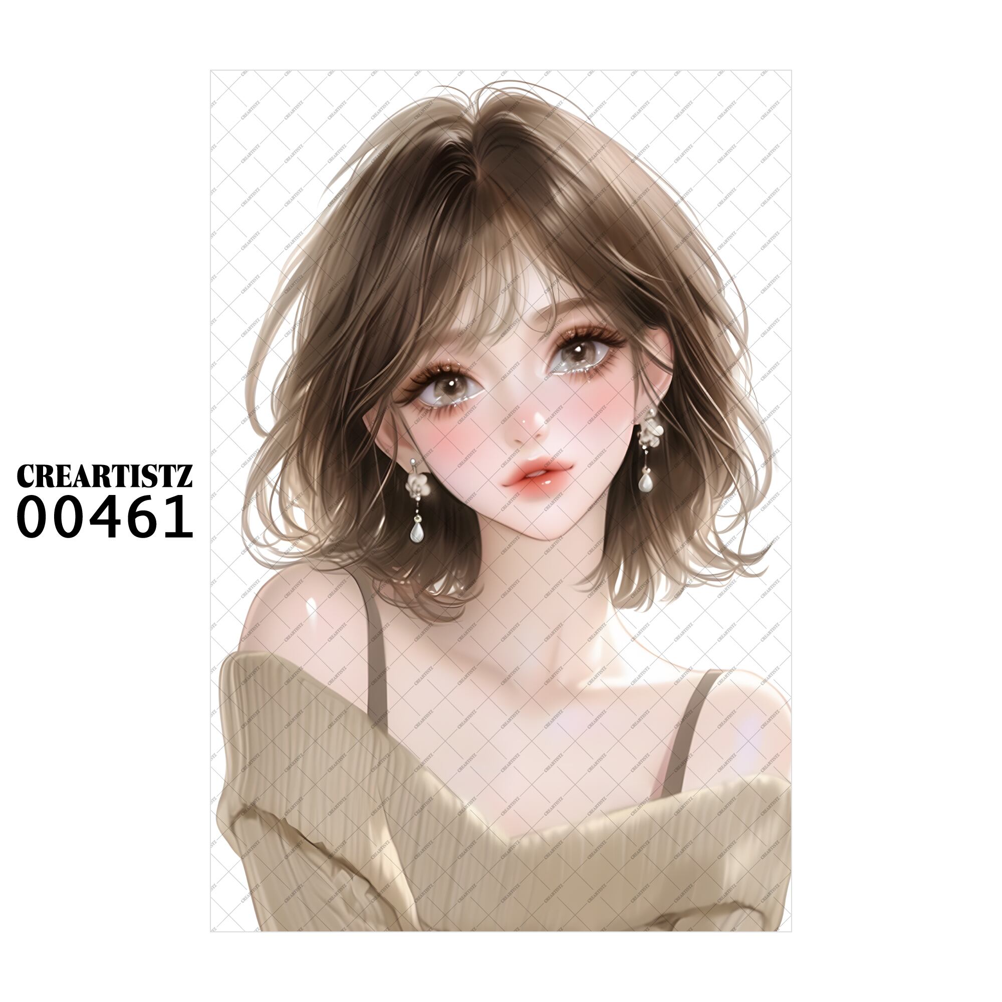 00461 ガール キュート オリジナル ペーパー/ステッカー 4枚セット CREARTISTZ