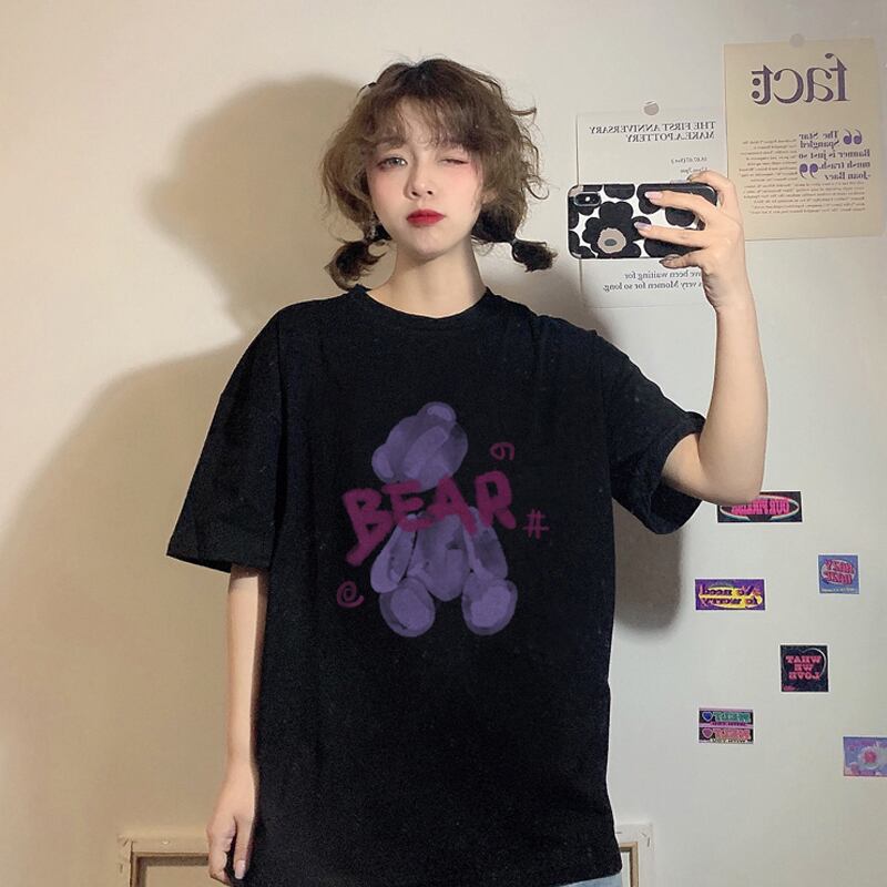 ブラックスタイルTシャツ サマーレッドトップス かわいい 夏物 試着室34008640393