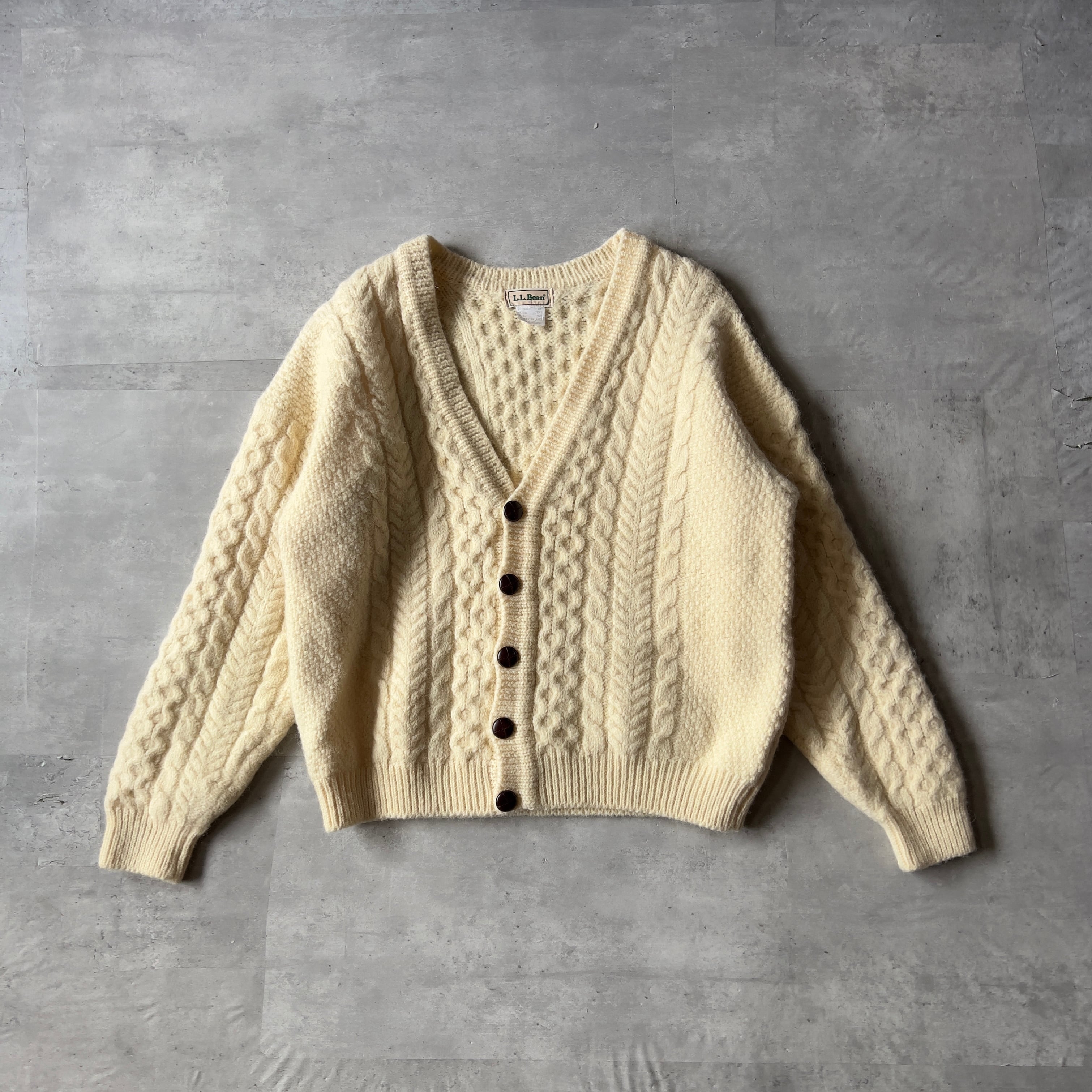 80s-90s “L.L. Bean” Ireland Fisherman knit cardigan 80年代 90年代 エルエルビーン  アイルランド フィッシャーマンニット カーディガン アランニット ヴィンテージ vintage