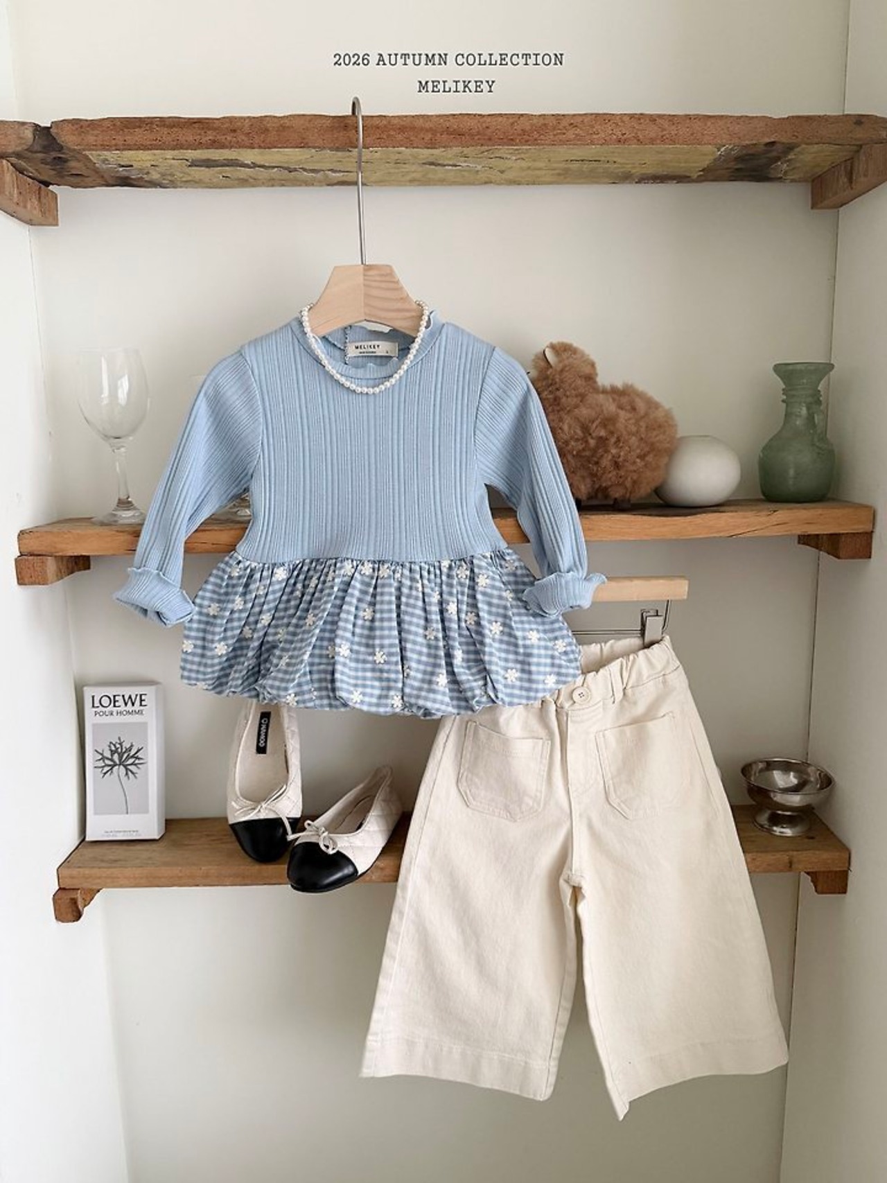 韓国子供服 / 26Autumn / 〖取寄〗Melikey / チェックパンプキンTシャツ / 女子服 *XS~JM*