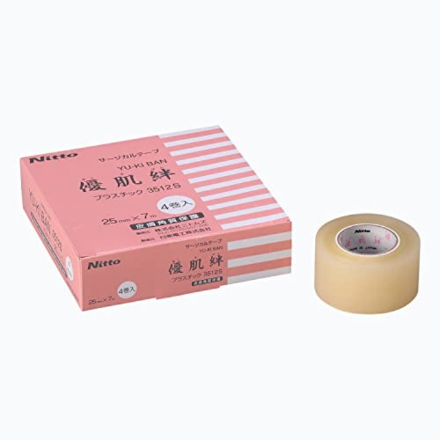 ニトムズ 優肌絆 プラスチック 25mm×7m 4巻入 スモールパック (品番3512S) 肌にやさしい かぶれにくい 手できれいに切れる透明タイプ サージカルテープ