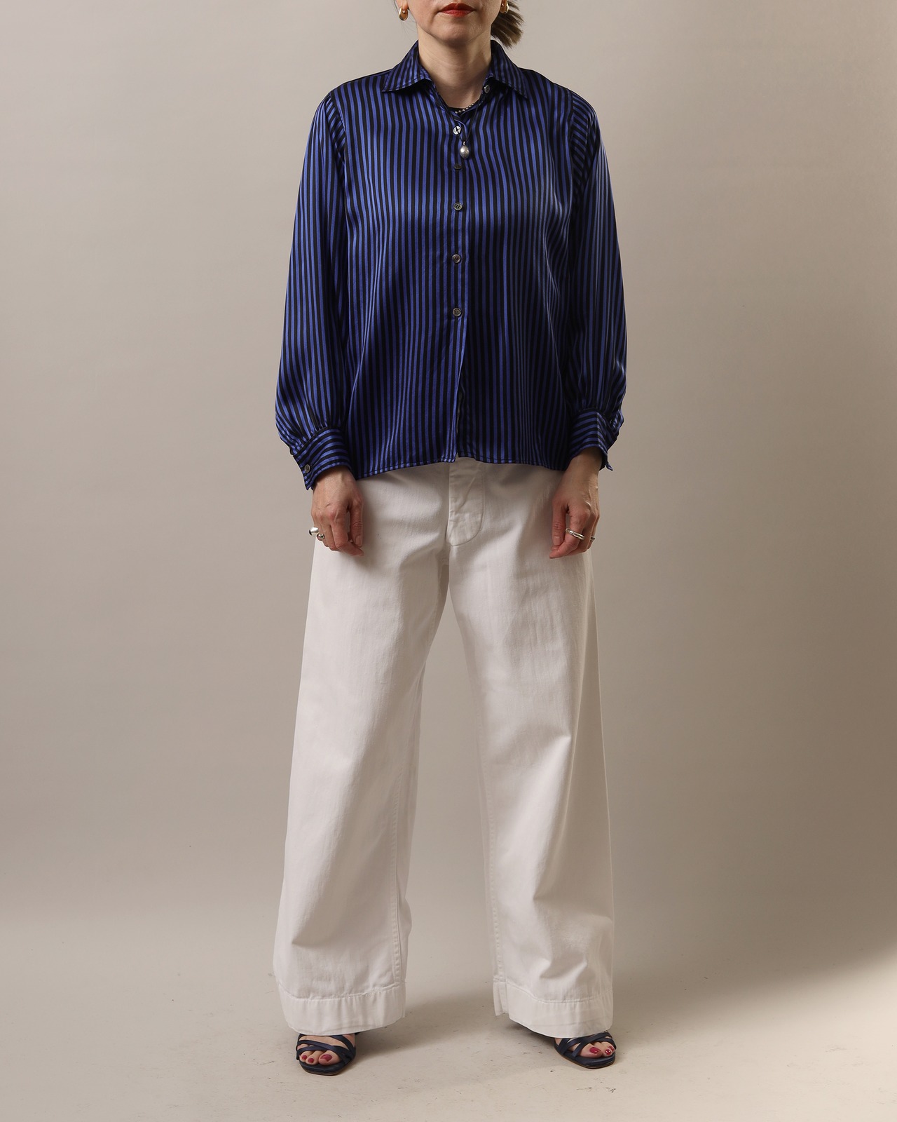 1980's Yves Saint Laurent - Rive Gauche / Striped Blouse