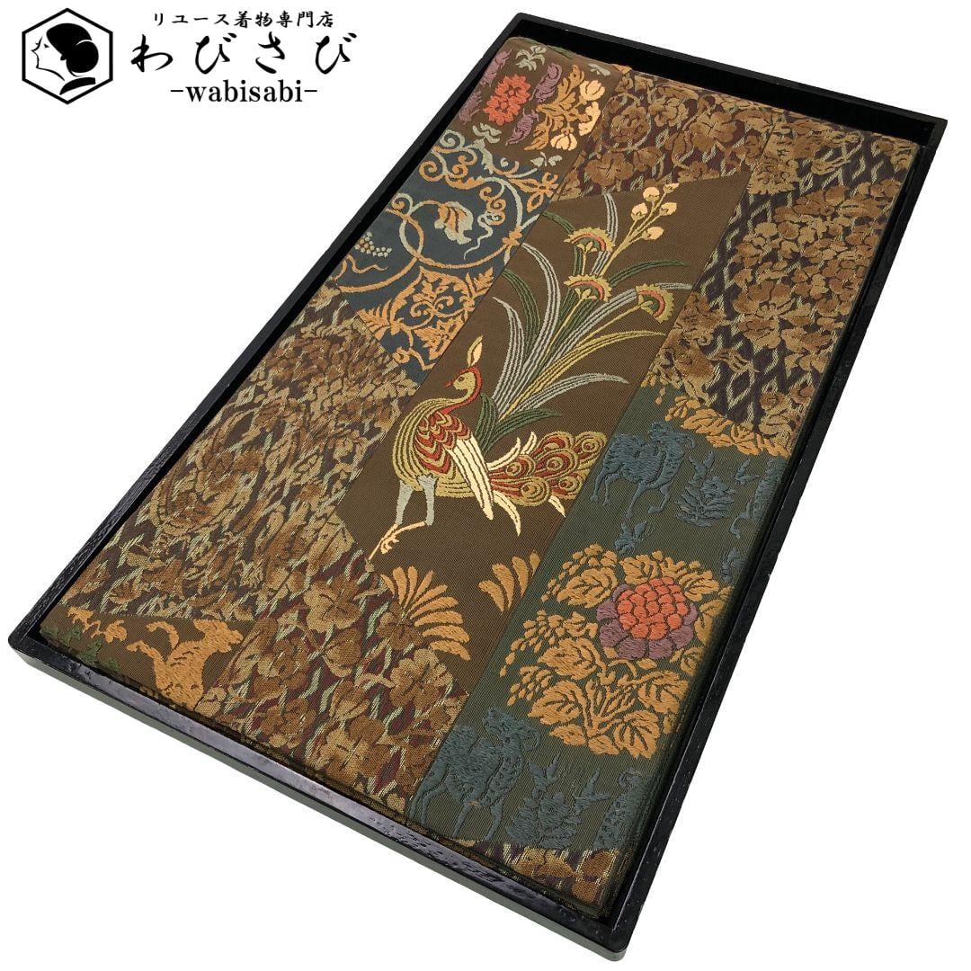 袋帯 作家物 友禅 牡丹の花模様 銀通し 灰白色 O-4568 袋帯 作家物 友禅 牡丹の花模様 銀通し 灰白色 O-4568 着物 きもの