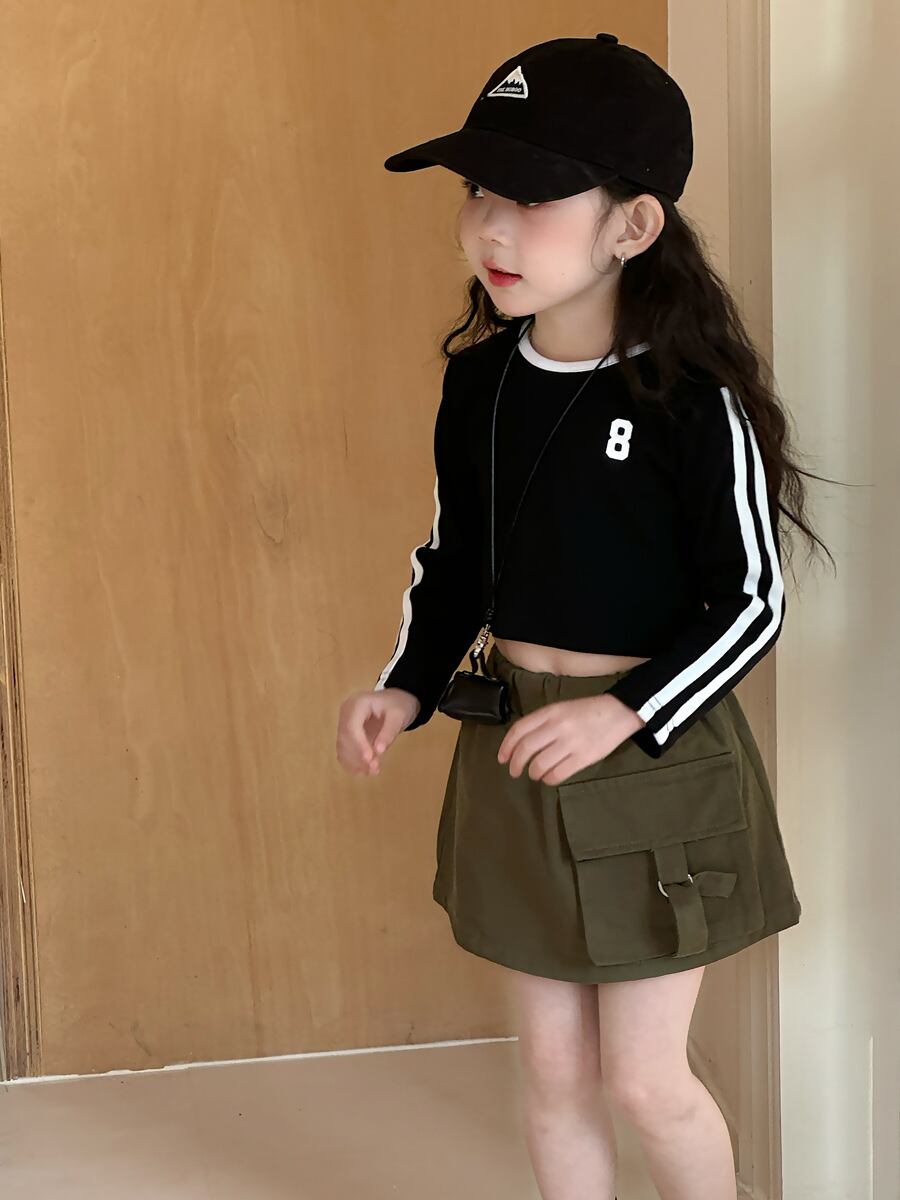 8サイドラインショート丈Tシャツ