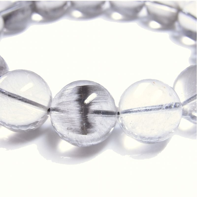 透明感抜群 現品一点物 プラチナルチル ブレスレット 白金水晶 数珠 6