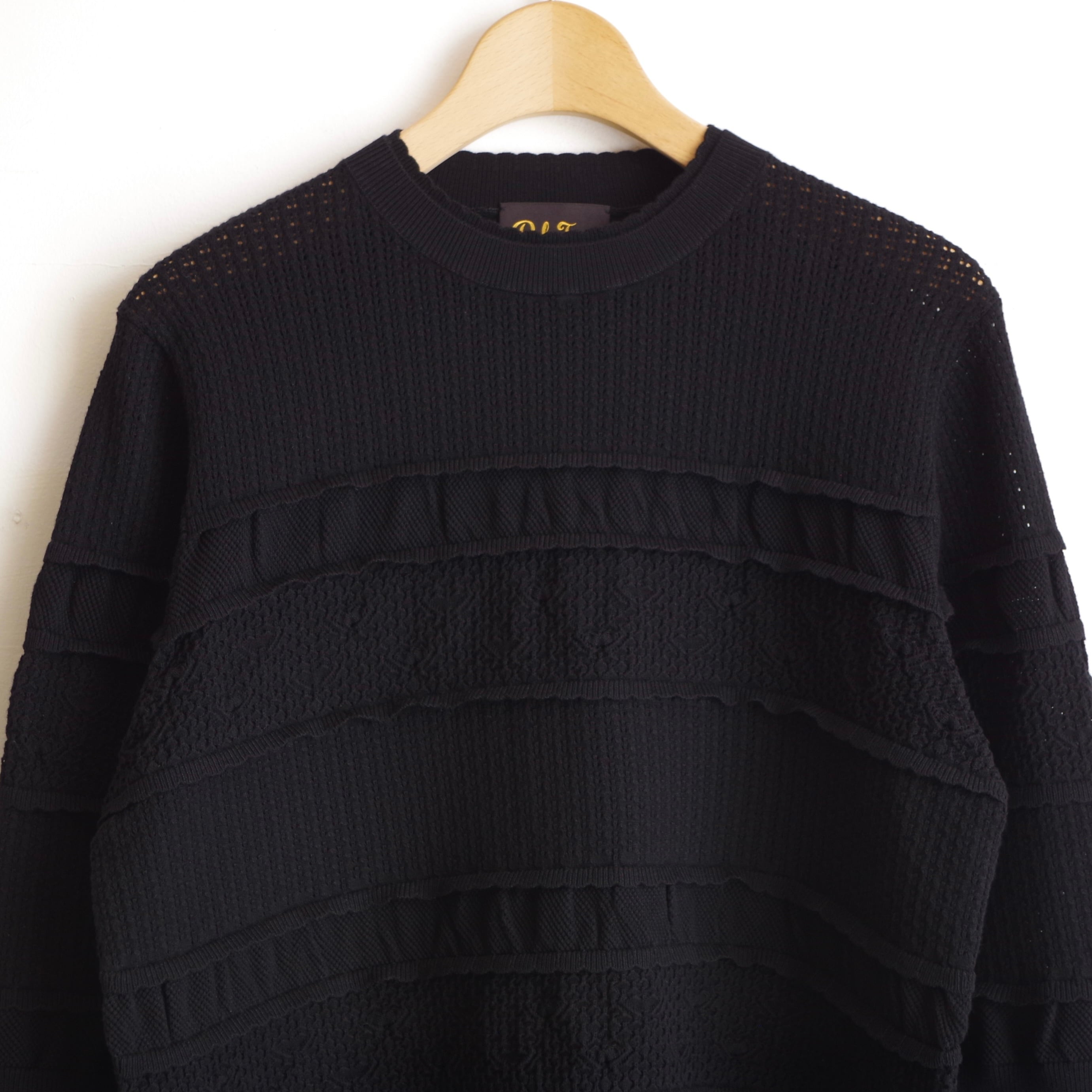 Pale Jute Lace Border Knit Black | 1F Store
