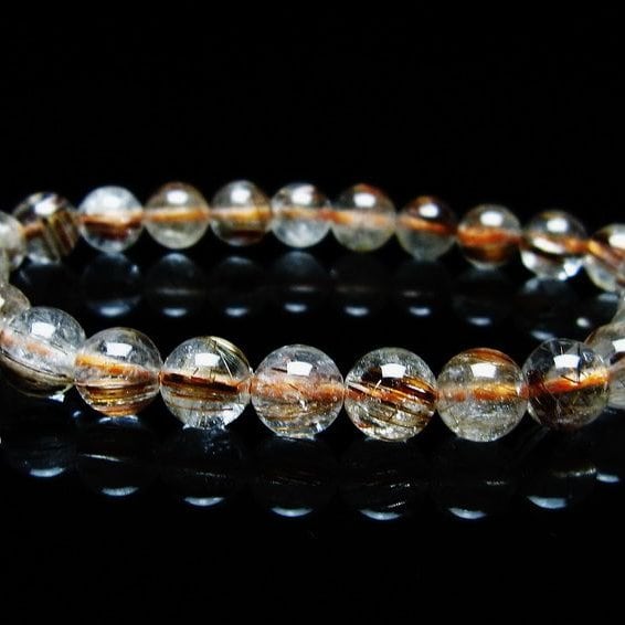 キャッツアイルチルクォーツ ブレスレット 7mm ルチルクォーツ ブレス 一点物 メール便可 [M便 1/10] 111-45824