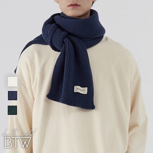 【韓国メンズファッション】マフラー 無地 カジュアル 防寒 シンプル ベーシック おでかけ ロゴ BW1927