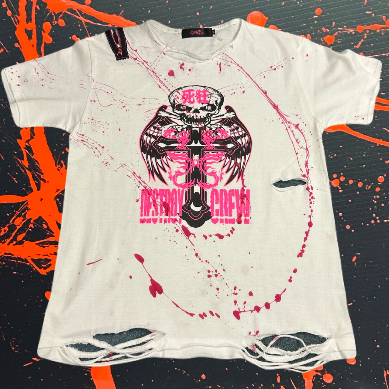 スカルクロス☆ピンクTシャツ☆Mサイズ | DESTROY狂