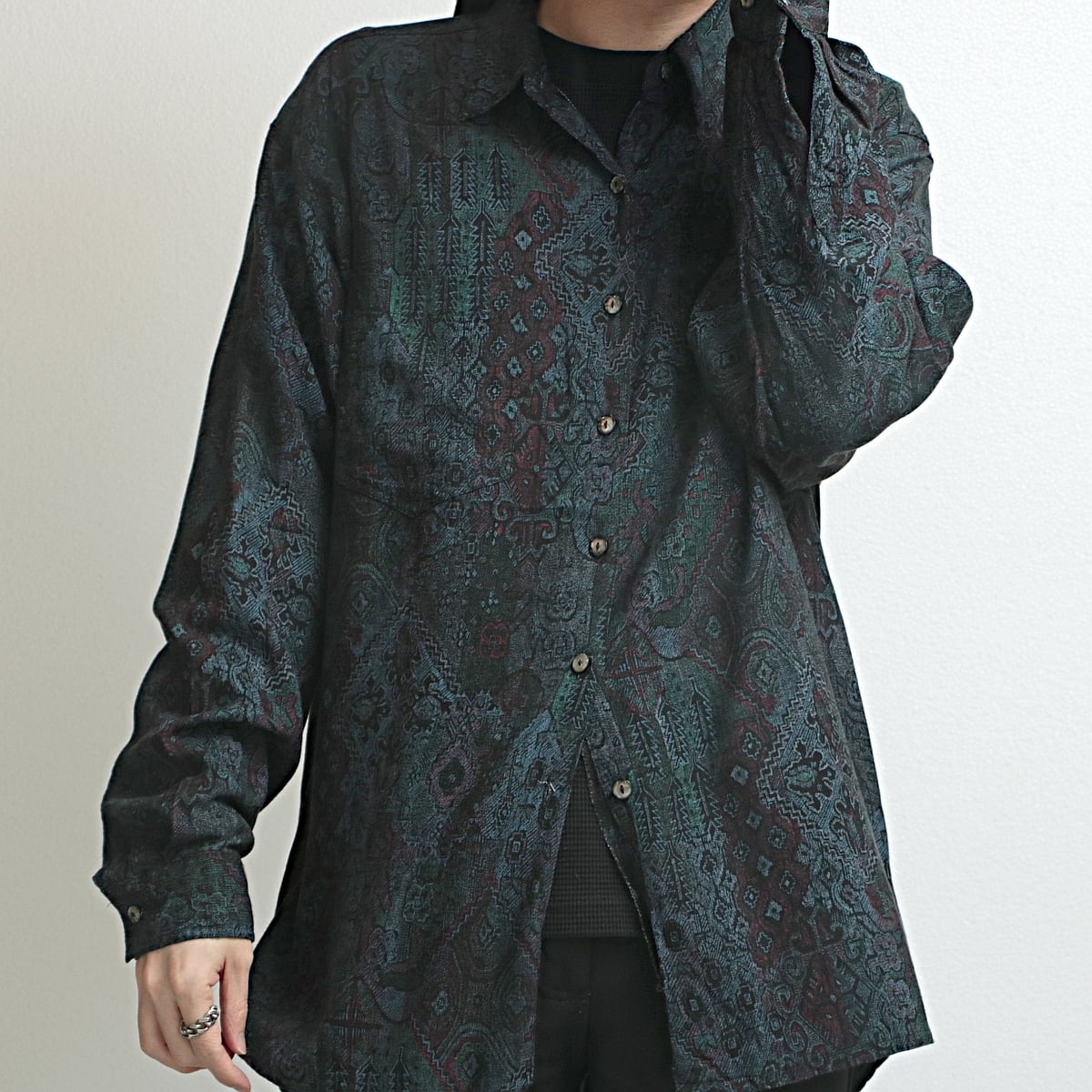 STEFANO MAN 総柄 アーティスティック レーヨン シャツ 古着 used