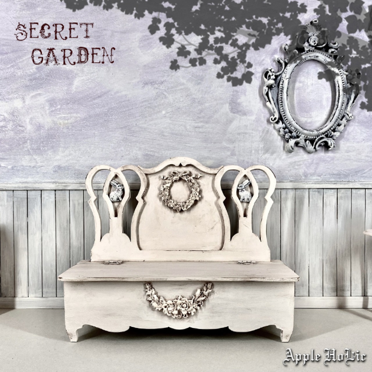 ストレージベンチ M　Secret Garden  Cream Storage Bench 秘密の花園 (ミディブライス ruruko ハルモニアブルーム サイズ )