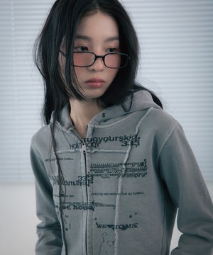 [hug your skin] We love home hoodie zip up (Gray) 正規品 韓国ブランド 韓国ファッション 韓国代行 日本 店舗 hugyourskin hug ハグユアスキン