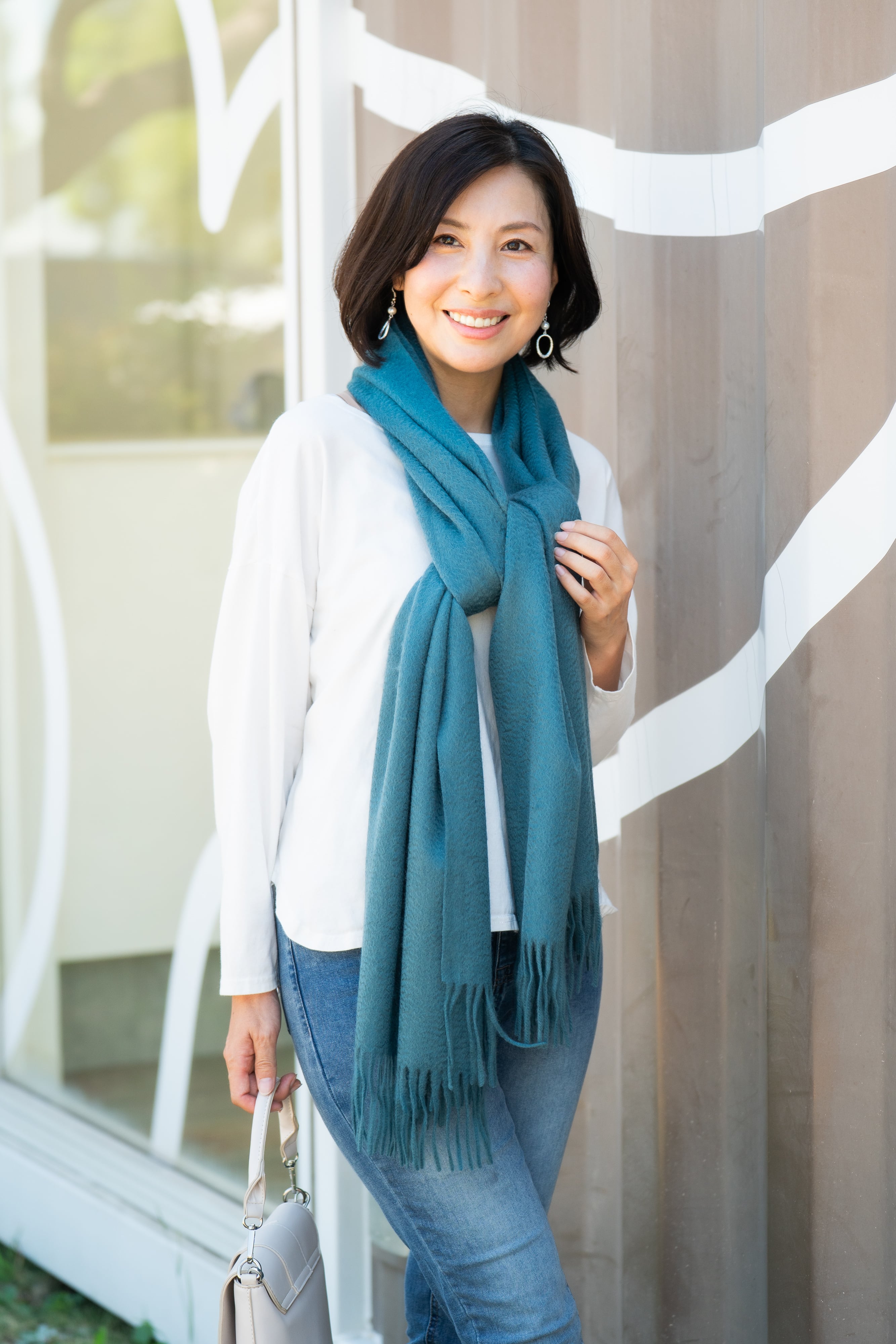 Kitano - キタノ/フォレストグリーン 大判ストールカシミヤ100% 幅70cm