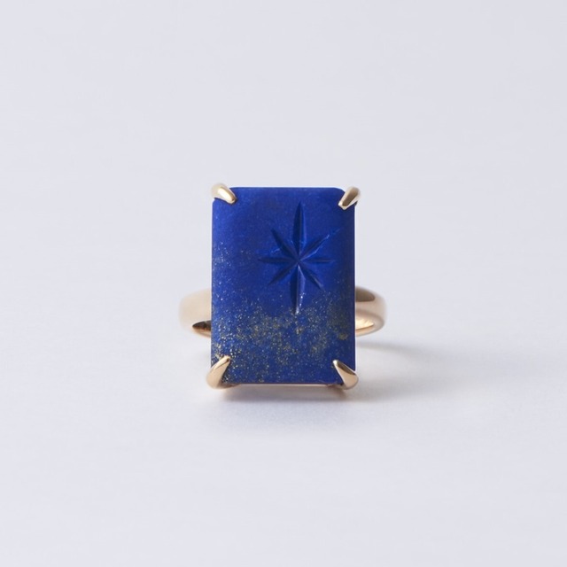 【One of a kind】Rectangle ring / Lapis Lazuli x 10KYG