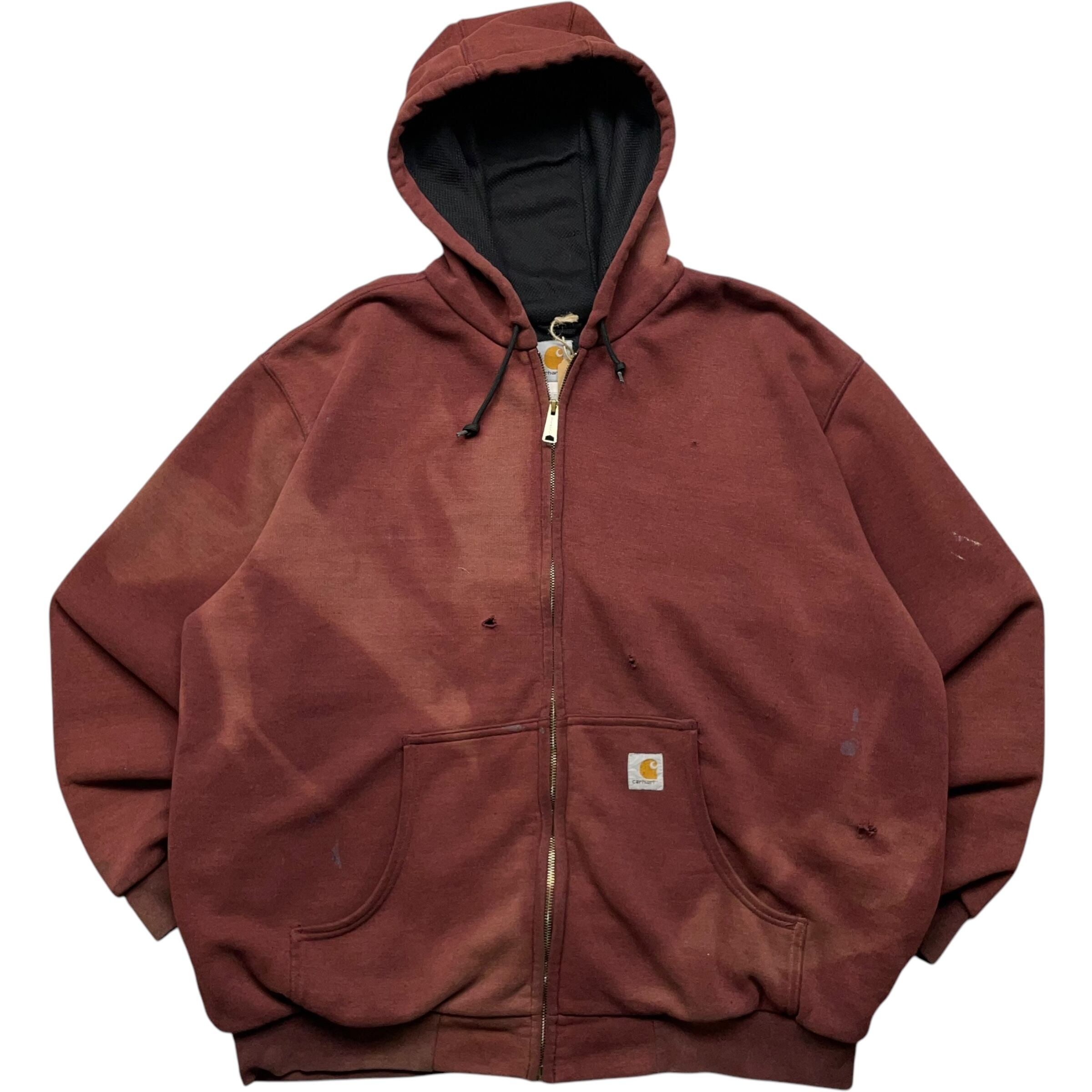 《XL》 Carhartt カーハート ジップアップパーカー 肉厚 裏メッシュ 神フェード 雰囲気 バーガンディ no.6268