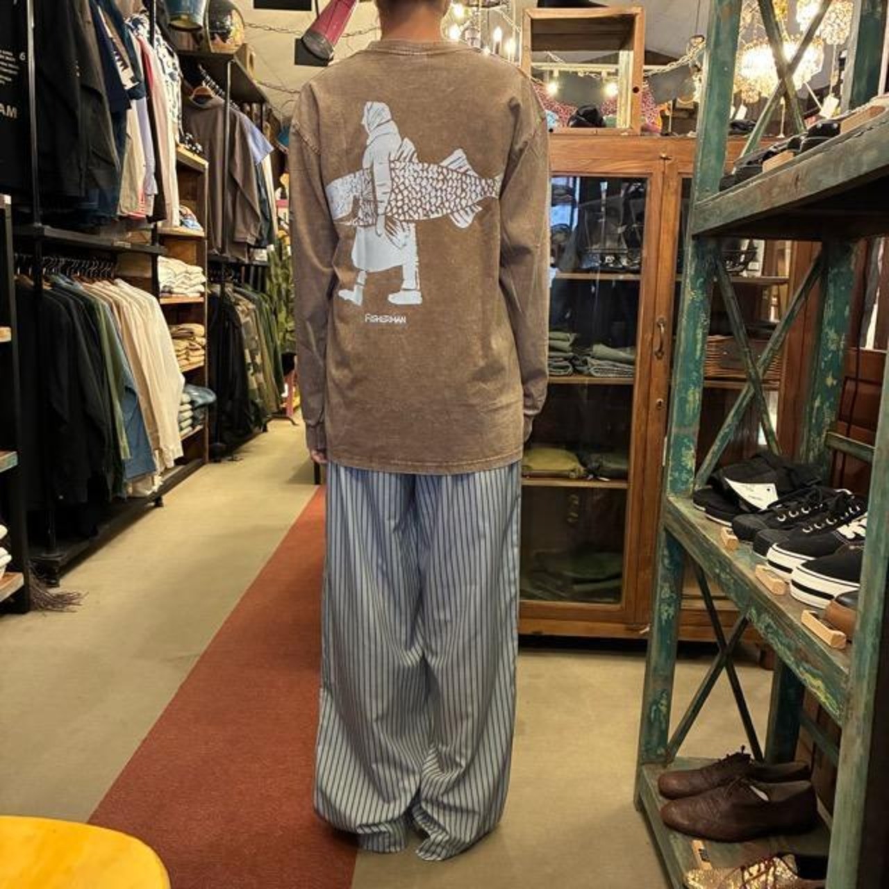 TOPANGA Lady's TOPANGA FIRECOUNTRY Pigment dyed T-shirt Fisherman Brown　ピグメントダイ長袖Tシャツ　フィッシャーマン　ブラウン　全4サイズ　