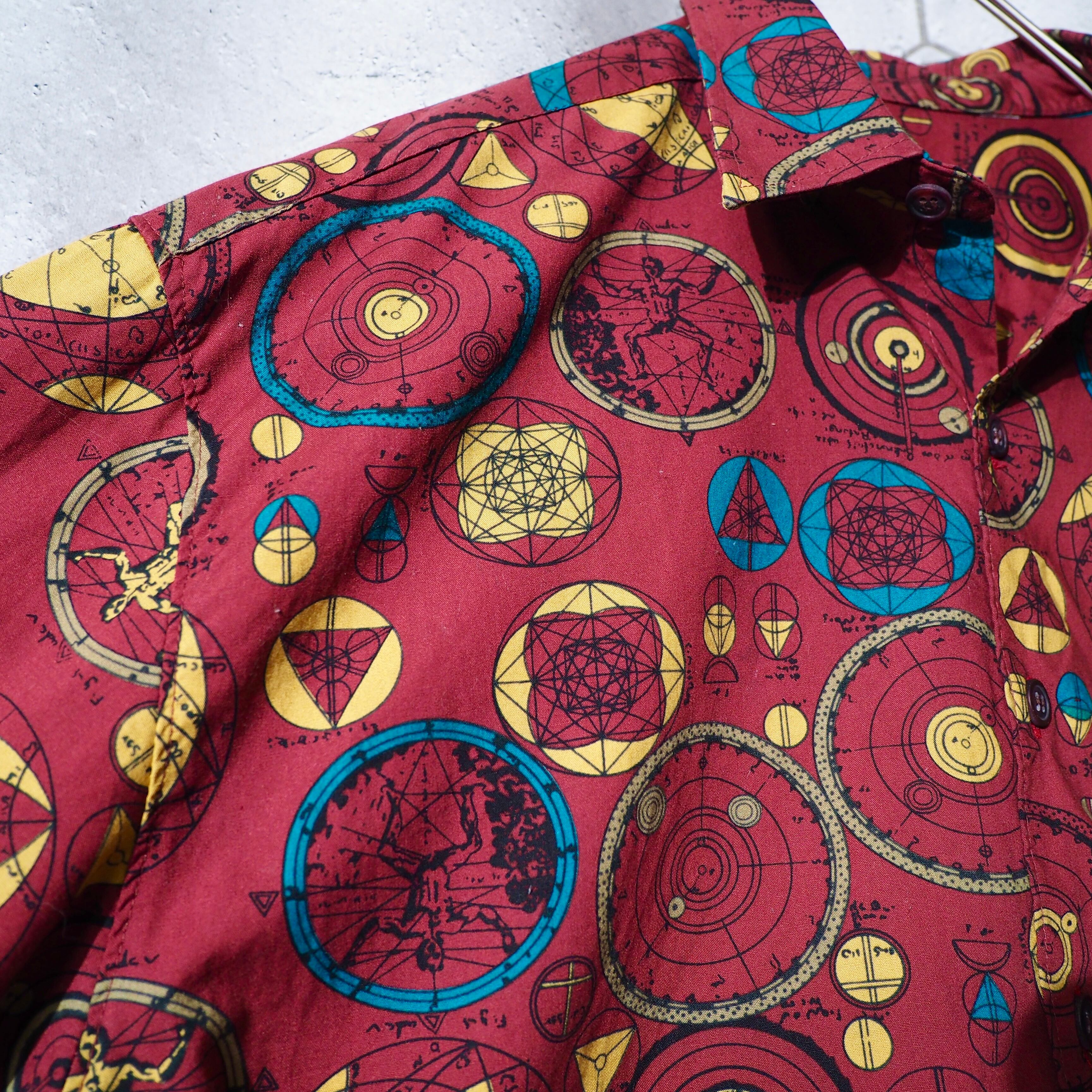 1990s Total shapes pattern Design vintage Loose shirt