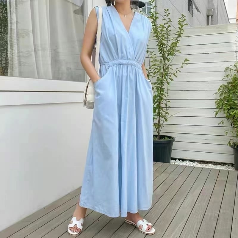 リネンブレンド ノースリーブワンピース　AJ22262-8668