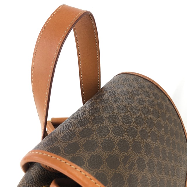 CELINE セリーヌ マカダム フロントベルト ロゴチャーム PVC レザー バッグパック リュック ブラウン vintage ヴィンテージ オールド nmhrrj