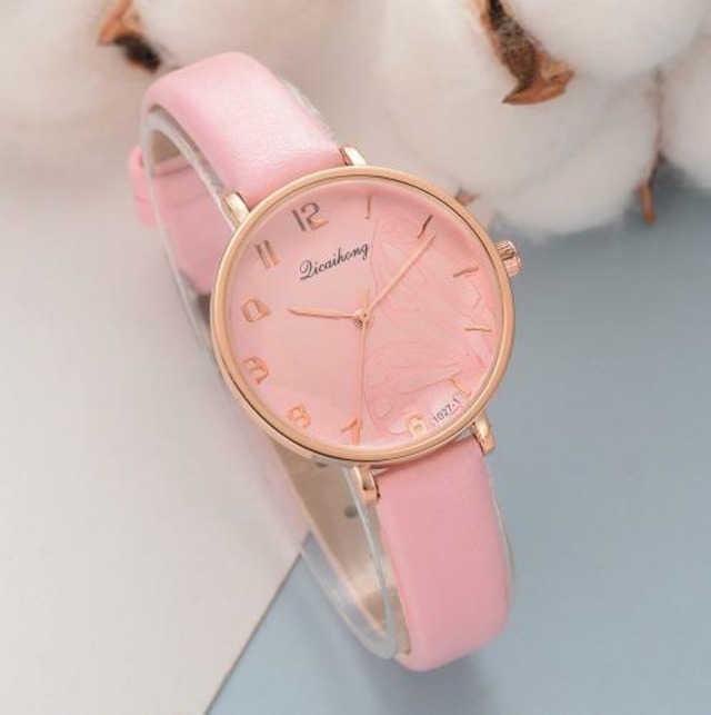 春色　レディース　腕時計　ピンク　ブレスレットウォッチ　革　クォーツ時計　ドレスウォッチ　Scarecrow-120-pink