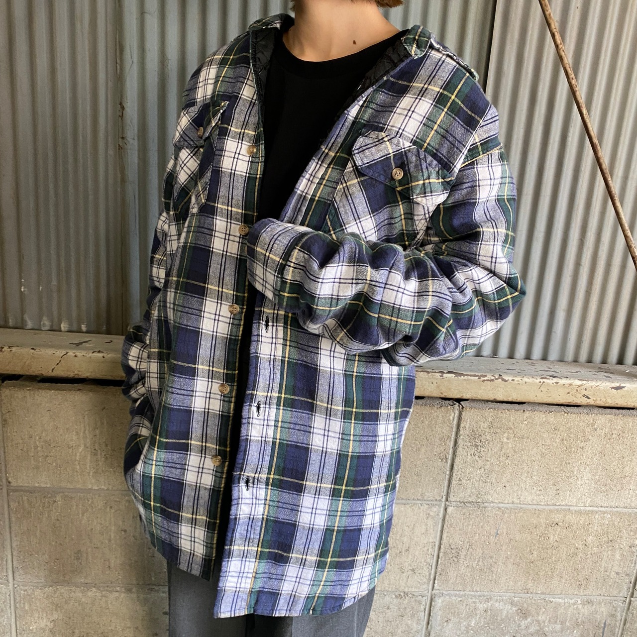 80年代 WOOLRICH ウールリッチ チェック 中綿キルティング ネルシャツ 