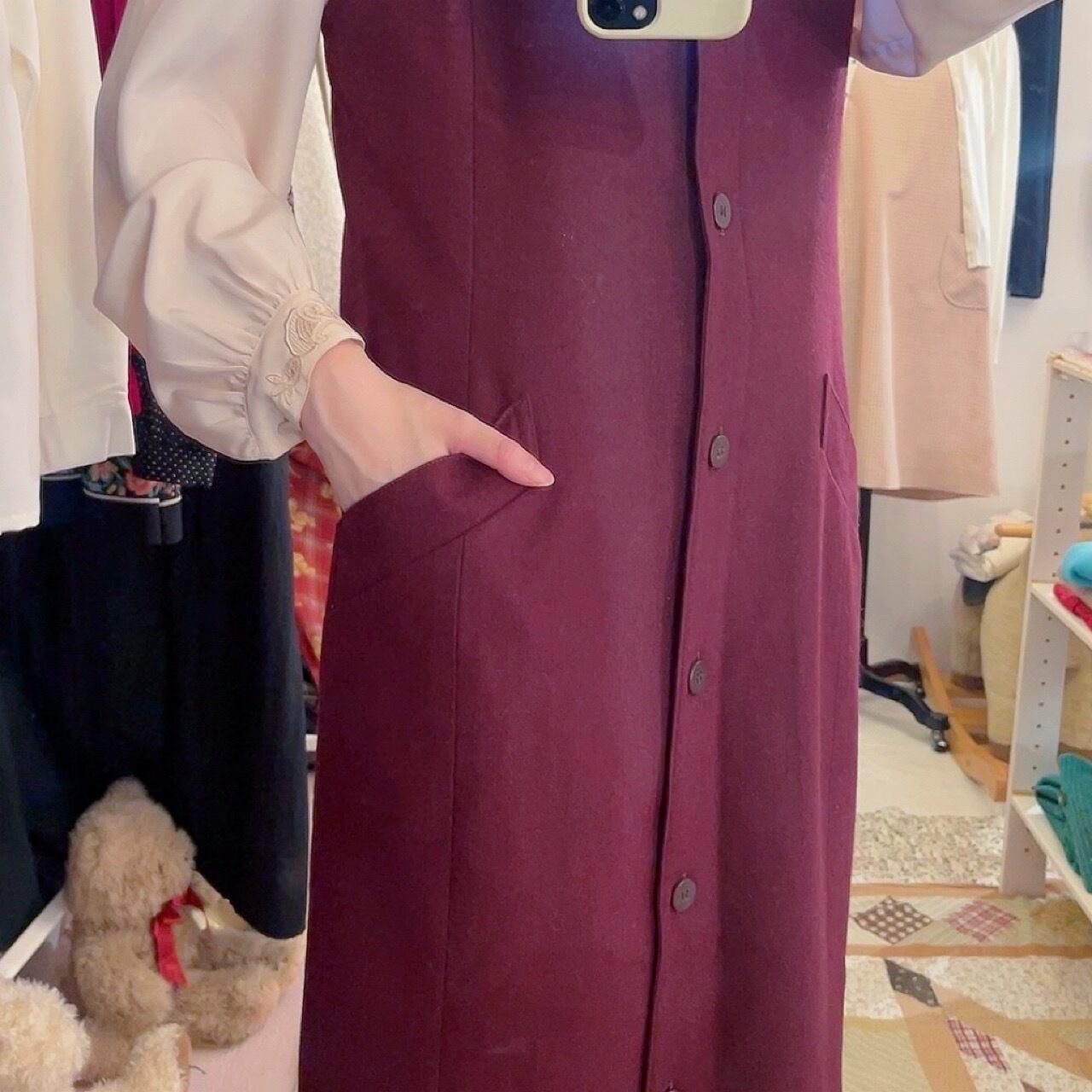 front button wool jumper skirt