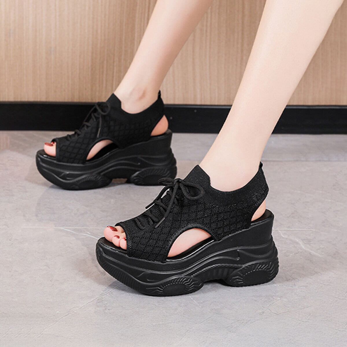 ニット サンダル レディース 春夏 厚底 韓国 スポーツサンダル 通気性 軽量 おしゃれ 大人 カジュアル 履きやすい 歩きやすい 痛くない 大人可愛い 大人女子