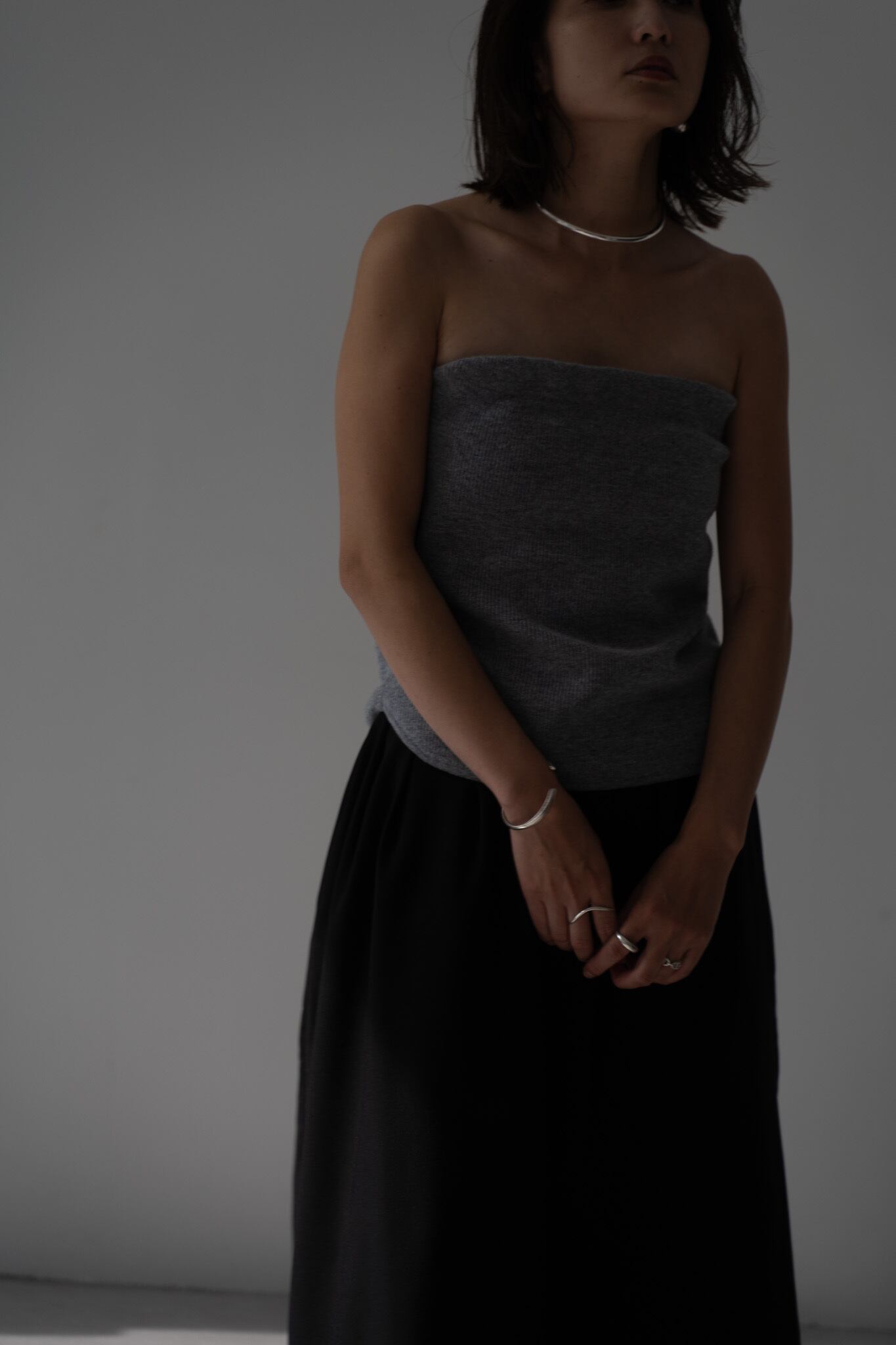 SUPER FINE MERINO WOOL TUBE TOP（GRAY） | remula
