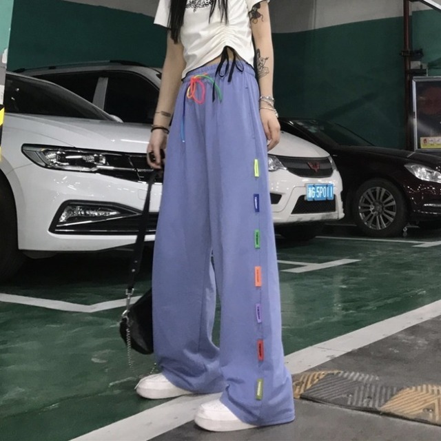 サマーカジュアルスタイルルーズパンツ レディーススタンダードハイウェスト薄手 レトロ かわいい 夏物 ケッペル27091143495